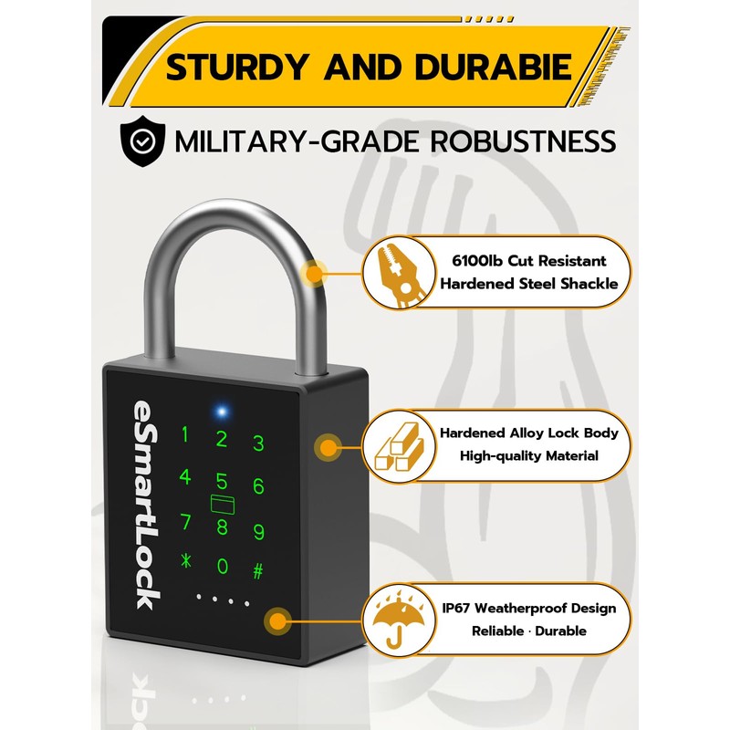Pothunder Heavy Duty Smart Padlock, Gate Lock Padlock with Key