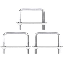 TA-VIGOR 3 Sets M8 Square U Bolts, 70mm Inner Width 70mm Length 304 Stainless Steel U Bolts with Nut, Plate for Attaching Pipe, Conduit, Cable, Tube, Brackets, Boat and Trailer