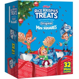 Rice Krispies Treats Mini Marshmallow Cereal Bars, Holiday Snacks, Original with Holiday Sprinkles, 12.4oz Box (32 Count)