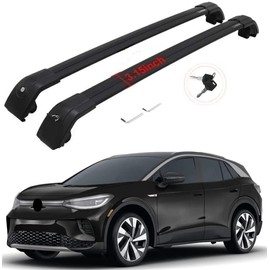 SAREMAS Lockable Cargo rack for Volkswagen VW ID.4 2021 2022 2023 2024 Roof Rack Cross Bars rail Luggage Carrier (Black)