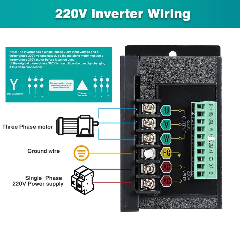 Jadeshay VFD Frequency Converter 230 V 1-Phase Input 3-Phase Output
