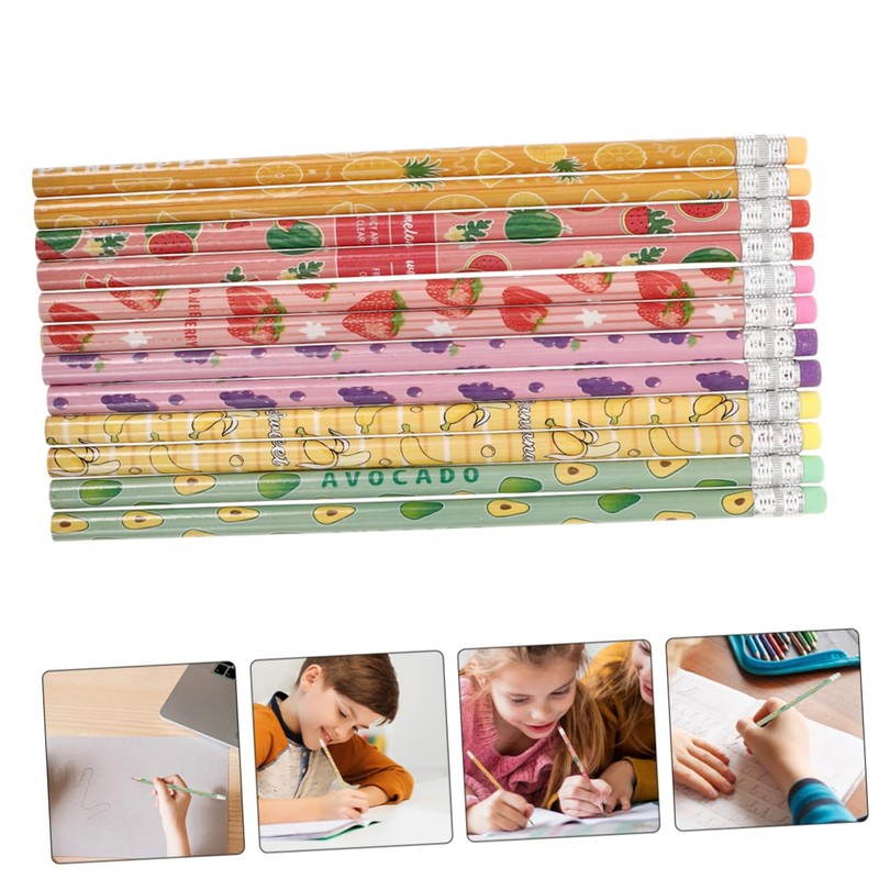 Kisangel 36pcs Cute Fruit Themed Pencils for Fun Wooden Drawing