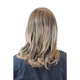 Men's WIG (for Men or Unisex) HIGH QUALITY synthetic straight long INDIE MUSICIAN brown brunette MIDDLE PARTING with BLOND ends youthful adolescent look GFW891-2T19