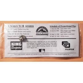 KING SOOPERS COLORADO ROCKIES Pin #1 of 4 KING SOOPERS 1997 LARRY WALKER MVP AWARD Lapel Pin