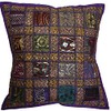 16 Recycled Sari Cushion Covers 40 cm Indian Moroccan Purple