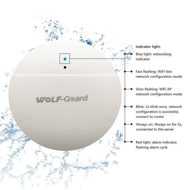 Wolf Guard SR-W04 Smart Wi-Fi Water Leak Detector, Avoid Water