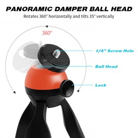 Mini Phone & Camera & Webcam Tripod Stand, 360° Ball Head Panoramic Shooting, Work Height 5.7 inch, with Phone Clamp and Gopro Adaptor, Lightweight 0.3 lb and Portable, Red