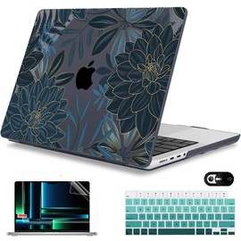 Mektron Case for M5 MacBook Pro 14 inch 2025 Model A3434 A3112 Fit 2024-2021 M4 A3112 A3401 A3185 M3 A2918 A2992 M2 A2779 M1 A2442 Pro/Max, Hard Shell Cover for MacBook Pro 14", Dahlia Flower C035