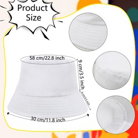 12 Pack Off White Bucket Hats Bulk Sublimation Blank Bucket Hat Cotton Twill DIY Hat Summer Sun Hats for Adult Beach Travel Fishing Outdoor Sports