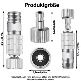 Airbrush Adapter, Pack of 7 Airbrush Quick Coupling, 1/8 Inch Sockets and Plug Adaptor, Adjustment Control Valve, Airbrush Accessories, Airbrush Quick Coupling Disconnect Adapter Kit, Airbrush Quick