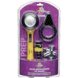 CONAIRPRO Dog & Cat Deluxe Indoor/Outdoor Pet Washer, Dog Shower Attachment with Dual Connectors to Easily Attach, Soft Rubber Massage Fingers, Dual Spray Modes