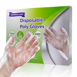 GENERALCARE Disposable Plastic Gloves Food Handling Service Gloves Disposable For Cooking (200PCS, universal)