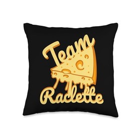 Melted Raclette Cheese Swiss Cuisine Team Raclette Winter New Year's Eve Food Fondue Switzerland Throw Pillow, 16x16, Multicolor