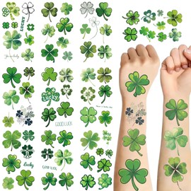 10 Sheets Temporary Tattoos, Themed Party Supplies Decoration Favors Sticker (Shamrock)