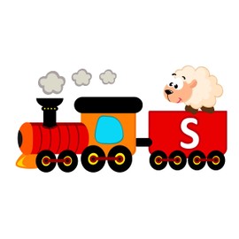 DAYCARE - Removable Child Care Multicolored Art Decoration Animal Train Sheep Goat Design Educational Letter S Alphabet Art Wall Decal Sticker 40" x 20"
