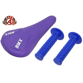 ALTA Purple BMX Vinyl Saddle & Triangle 125mm Blue Grips BMX BIKESS.