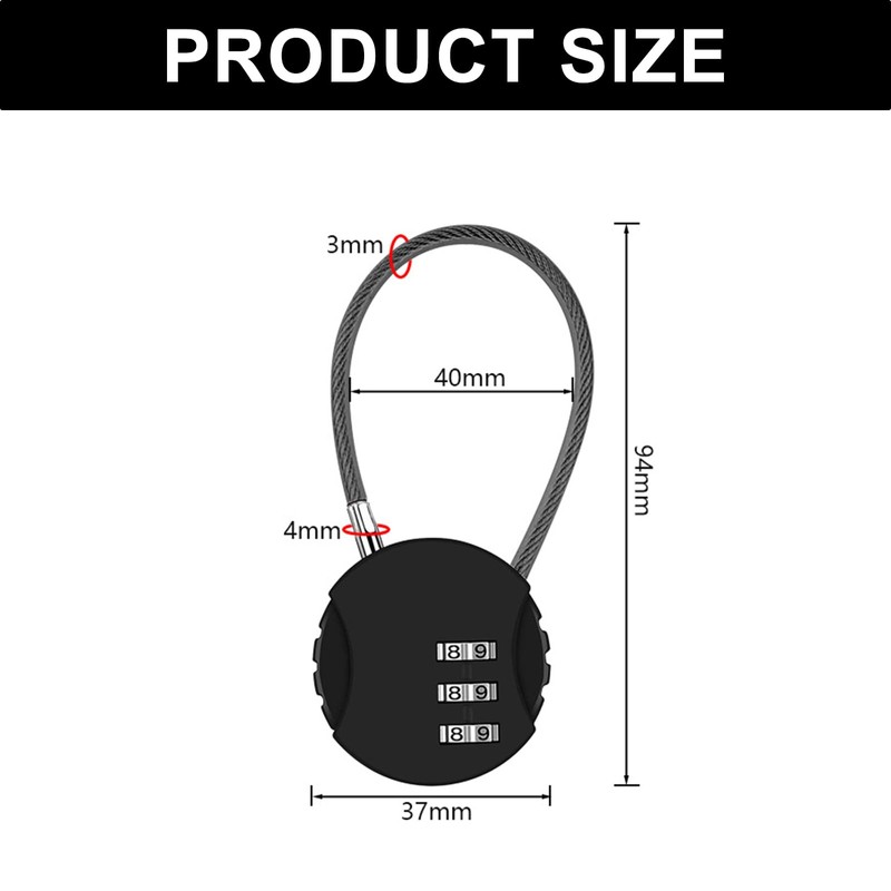 Padlocks with Code - 4-Pack Combination Padlock Set, 3-Digit Resettable,