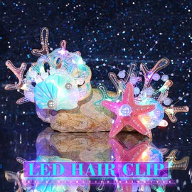 EVILD Mermaid Seashell Hair Accessories Light Up Starfish Hair Clip for Women