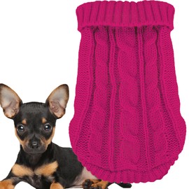 Chihuahua Sweater, Dog Clothes for Small Dogs, Winter Warm Pullover Dog Sweaters, Dog Sweaters for Small Dogs, Turtleneck Knitted Pet Cat Sweater Cold Weather Puppy Clothes Outfits (Small)