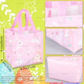 8 x Easter Egg Hunt Bags with Handles, Bunny Carrot Chick Egg Bags, Easter Treat, Multifunctional Non-Woven Easter Bags for Gift Wrapping, Egg Hunt, Party Supplies