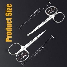 2 pcs Stainless Steel Nose Hair Scissors - Precision Trimming Tool for Men and Women, Perfect for Eyebrows, Facial Hair, and Ear Hair - Durable and Easy to Use