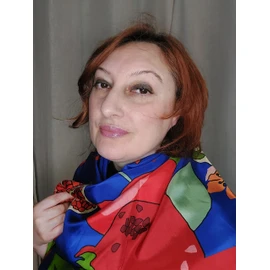 Bufanda de granada de seda pura de 35 – 35 pulgadas, regalo para ella, para armenio, para judía, bufanda armenia, regalo para amantes de granada