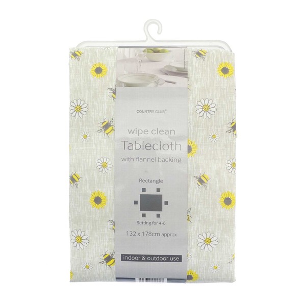 COUNTRY CLUB Busy Bee Design Wipe Clean Tablecloths 132x178cm -