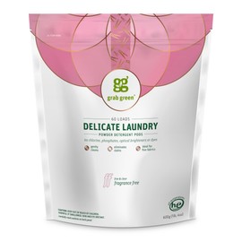 Grab Green Delicate Laundry Detergent Pods, 60 Count, Fragrance Free, Plant and Mineral Based, Superior Cleaning Power, Stain Remover, Brightens Clothes