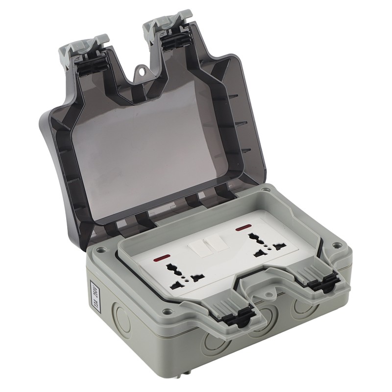 Outdoor Wall Power Socket with 2 3-Hole Socket 2 Switch