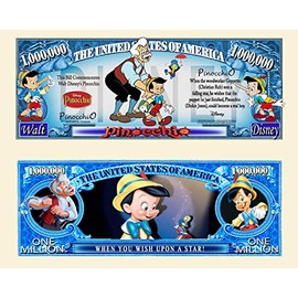 Anime Source Pinocchio Wish Upon A Star Cartoon Character Commemorative Novelty Million Bill with Semi Rigid Protector