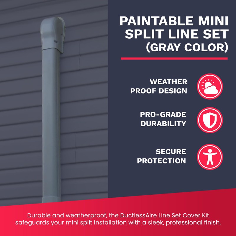 DuctlessAire Paintable Mini Split Line Set Cover Kit - Lineset