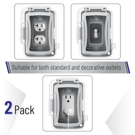 Bates- Weatherproof Electrical Outlet Cover, 2 Pack, 1-Gang, Outdoor Outlet Cover Weatherproof, Outdoor Plug Cover, Outdoor Electrical Outlet Cover, Weatherproof Outlet Cover, Outlet Cover Box