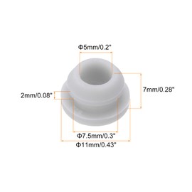 sourcing map 20Pcs Snap Rubber Grommet Plug Mount Dia 7.5mm ID 5mm Narrow Groove Width 2mm Seal Anti-Scratch for Electrical Box Cable Pipes Grey