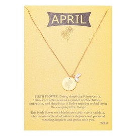 TGOLM April Birth Flower Birthstone Pendant Necklace for Women, Clear Crystal Daisy Charm Necklace Birthday Gift for Her