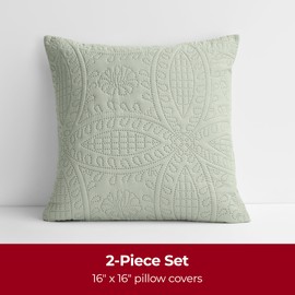 Mellanni Throw Pillow Covers - Set of 2 Decorative Pillow Covers - for Home Decor & Living Room Decor Pillows - Double Brushed Microfiber - Easy Care and Quick Drying (16x16, Coverlet Olive Green)