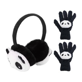 WUFGWBD 1 Piece Of Panda Earmuffs, 1 Pair Of Plush Panda Gloves, Winter Plush Thermal Earmuffs, Children'S Ear Warmers, Cute Animal Thermal Set