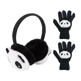 WUFGWBD 1 Piece Of Panda Earmuffs, 1 Pair Of Plush Panda Gloves, Winter Plush Thermal Earmuffs, Children'S Ear Warmers, Cute Animal Thermal Set