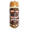 Artisanal Tiki Mask Height 30 cm Wooden Feather Design Polynesia