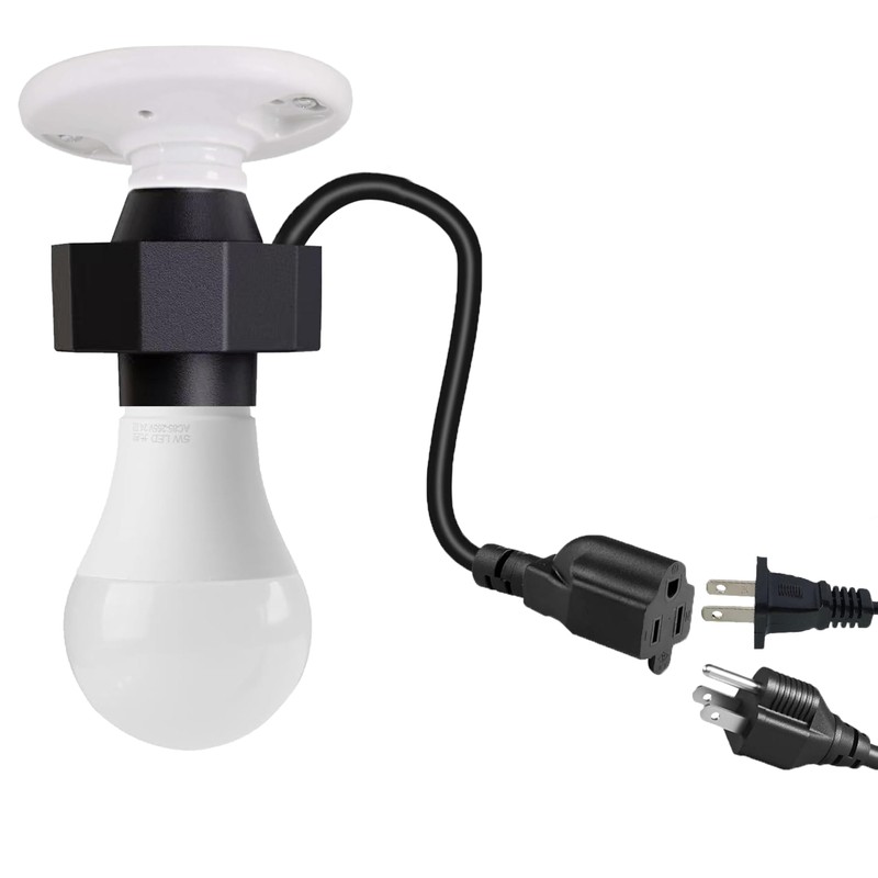 3 in 1 Outlet Light Socket Adapter,E26/E27 Bulb Socket to