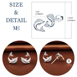 MicLee Woman's Earrings Studs, 925 Sterling silver earrings, Cute dolphin earrings studs, Inlaid zircon, animal earrings for girl, unique and elegant, silver