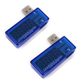 Hailege 2pcs USB Charging Current Voltage Tester Charge Doctor USB Voltmeter Ammeter Tester Meter Voltmeter Ammeter with LED Display