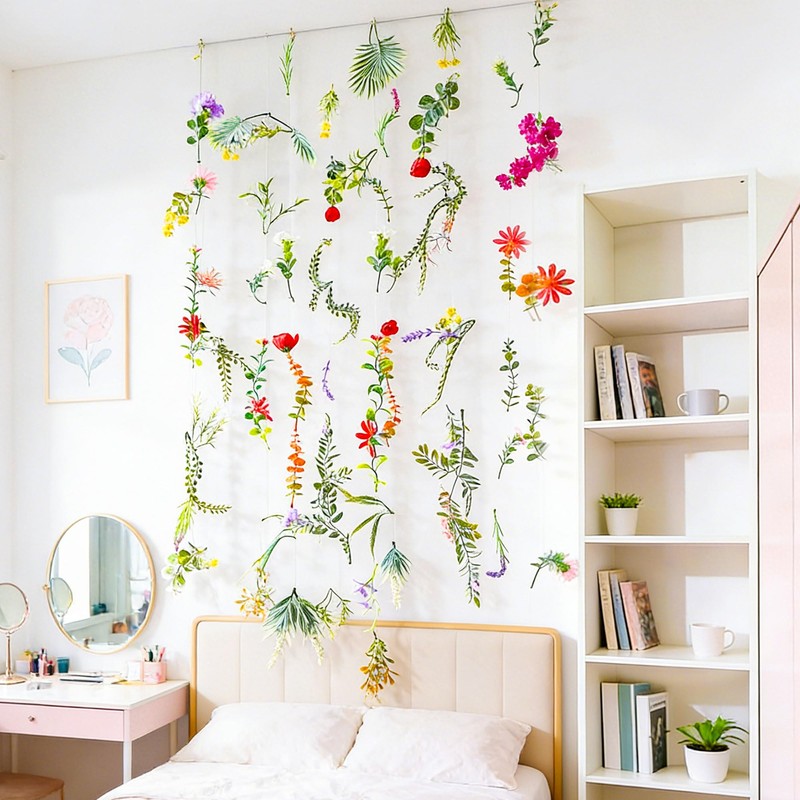 6.5 ft Flower Garlands Hanging Artificial Wildflower Wall Decor