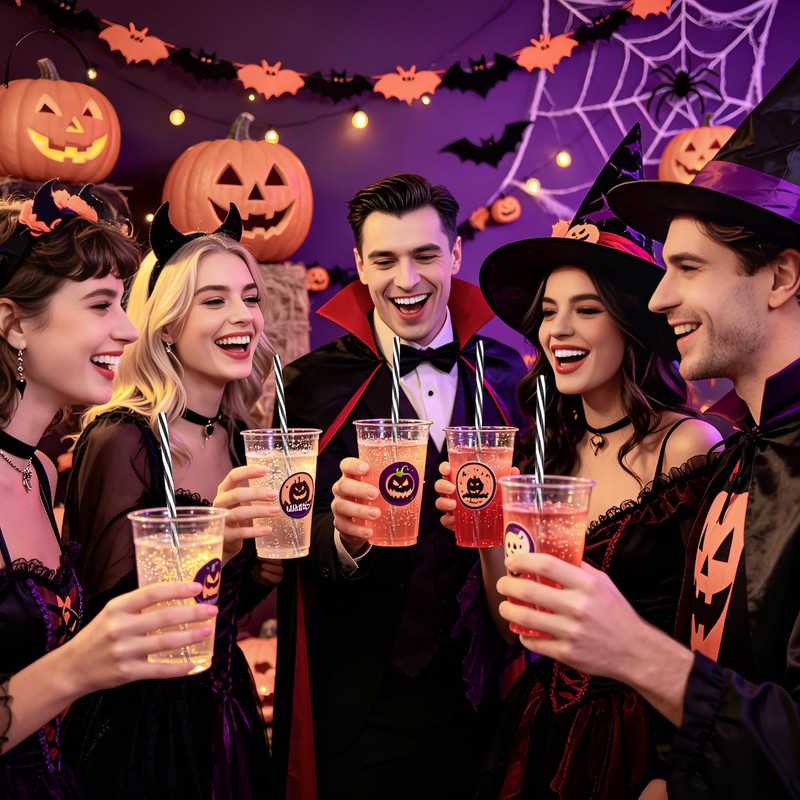 Reusable 30 Black White Striped Straws for Graduation Party,Halloween Favor