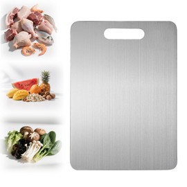 Titanium Cutting Board, Stainless Steel Cutting Boards, Titanium Cutting Boards for Kitchen,Double Cutting Board for Home Kitchen Cooking,For Cutting Meat Vegetable Fruit (15.35"L x 11.02"W)
