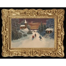 Unbranded Vintage Winter Scene Miniature Dollhouse Art Picture 8172