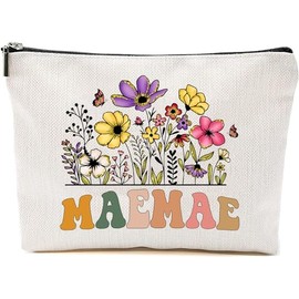 Maemae Wildflowers Gifts For Mother's Day Makeup Bags - Maemae Flower Gift Bags - Mom Birthday Gifts - Travel Cosmetic Bag For Birthday