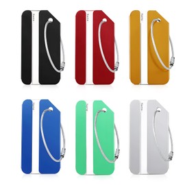 GALAMAX 6 Pcs Luggage Tags for Suitcases, Metal Luggage Labels with Steel Loop and Waterproof Name ID Card, Aluminium Bag Tags for Luggage Suitcase Identifier, Secure Travel Labels for Luggage-6 Color