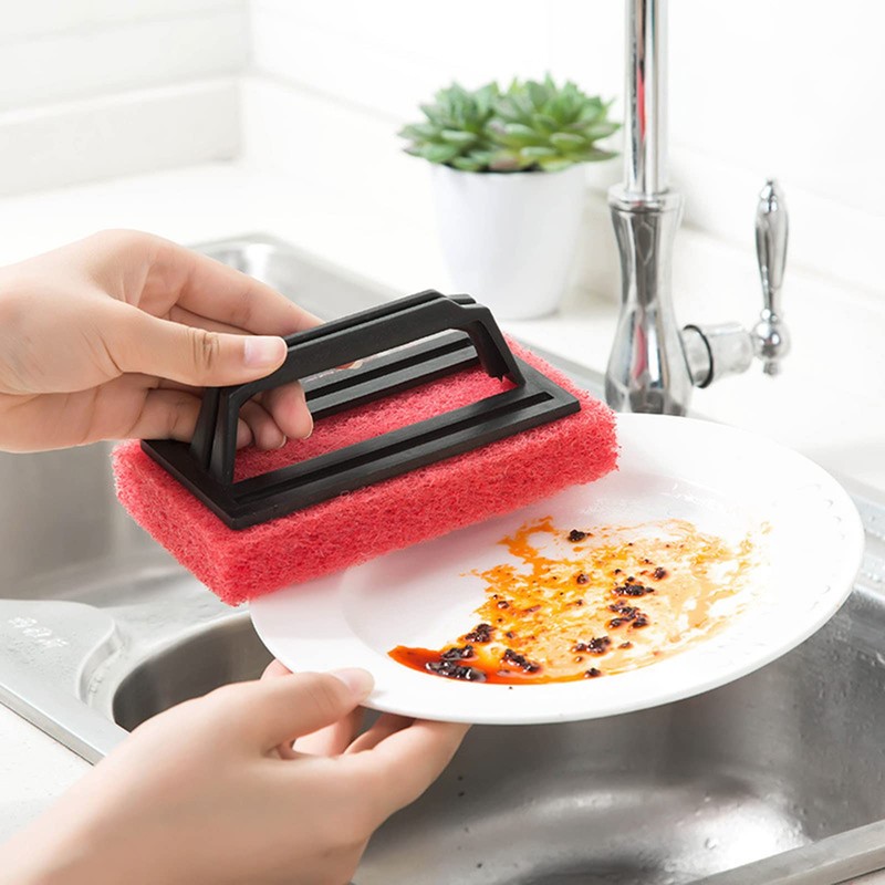 Scrub Sponge Brush with Handle Tub and Tile Brush for