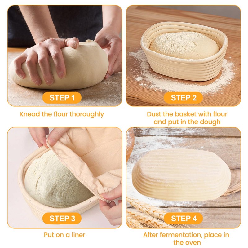 Oval Banneton Bread Proofing Basket Pack of 6, Mini Sourdough
