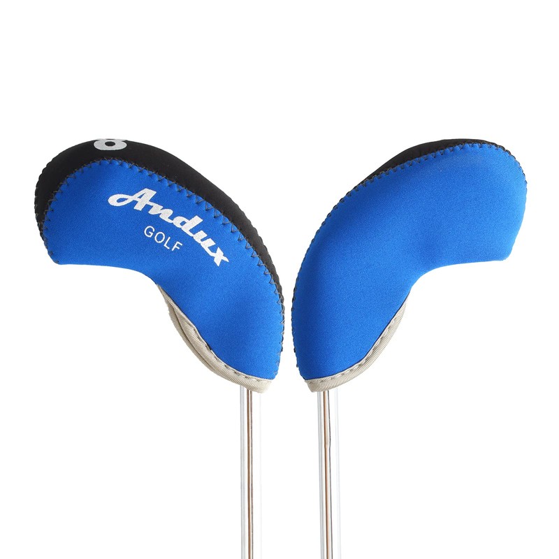 Andux 10pcs Golf Iron Club Head Covers Black/Blue MT/A04